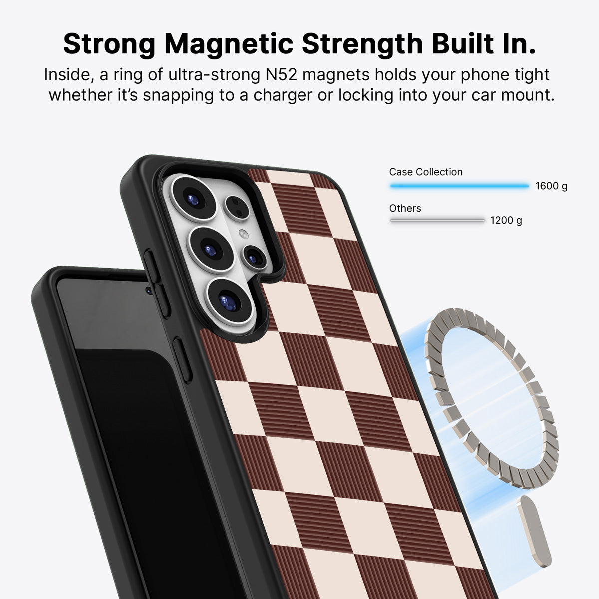 Samsung Galaxy S26 Ultra Qi2 magnetic case with N52 magnets – Elegance Espresso design
