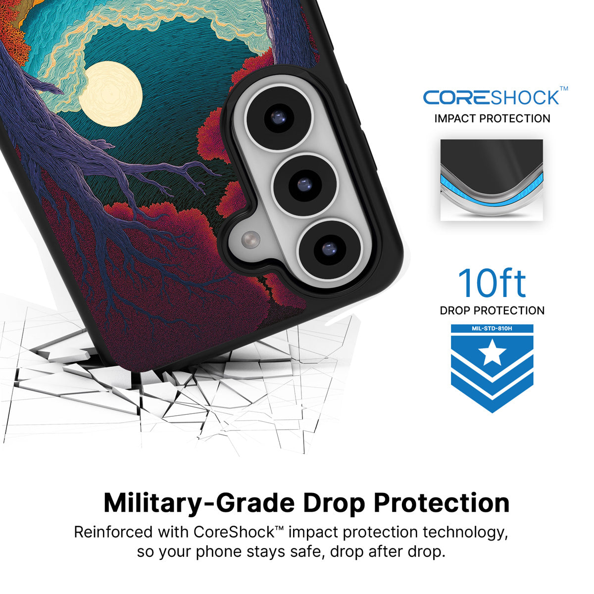 Harvest Moon Samsung Galaxy S26 case with 10ft military-grade drop protection