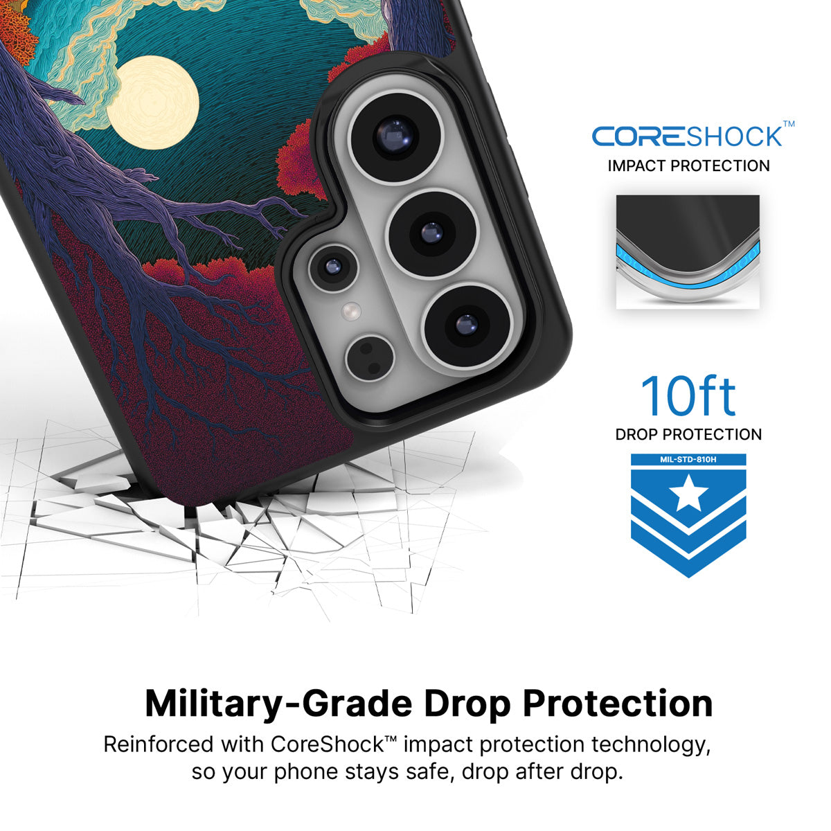 Harvest Moon Samsung Galaxy S26 Ultra case with 10ft military-grade drop protection