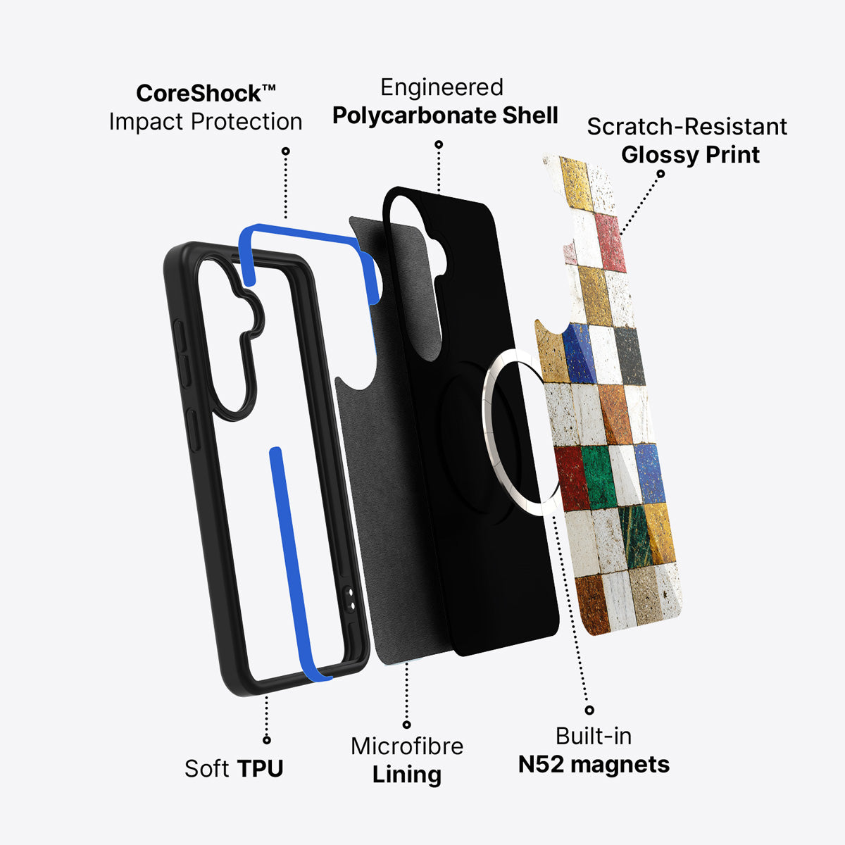 Samsung Galaxy S26 Plus case construction and features – Heritage Mosaic phone case