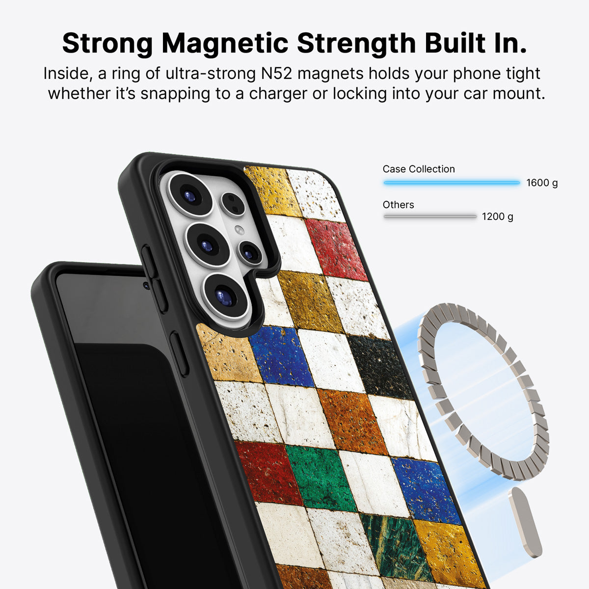 Samsung Galaxy S26 Ultra Qi2 magnetic case with N52 magnets – Heritage Mosaic design