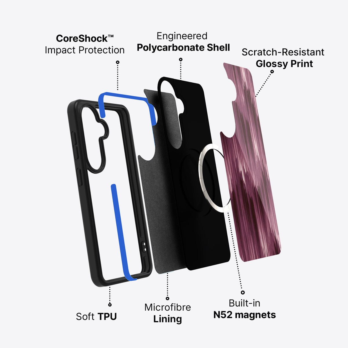 Samsung Galaxy S26 Plus case construction and features – Ikat Haze phone case