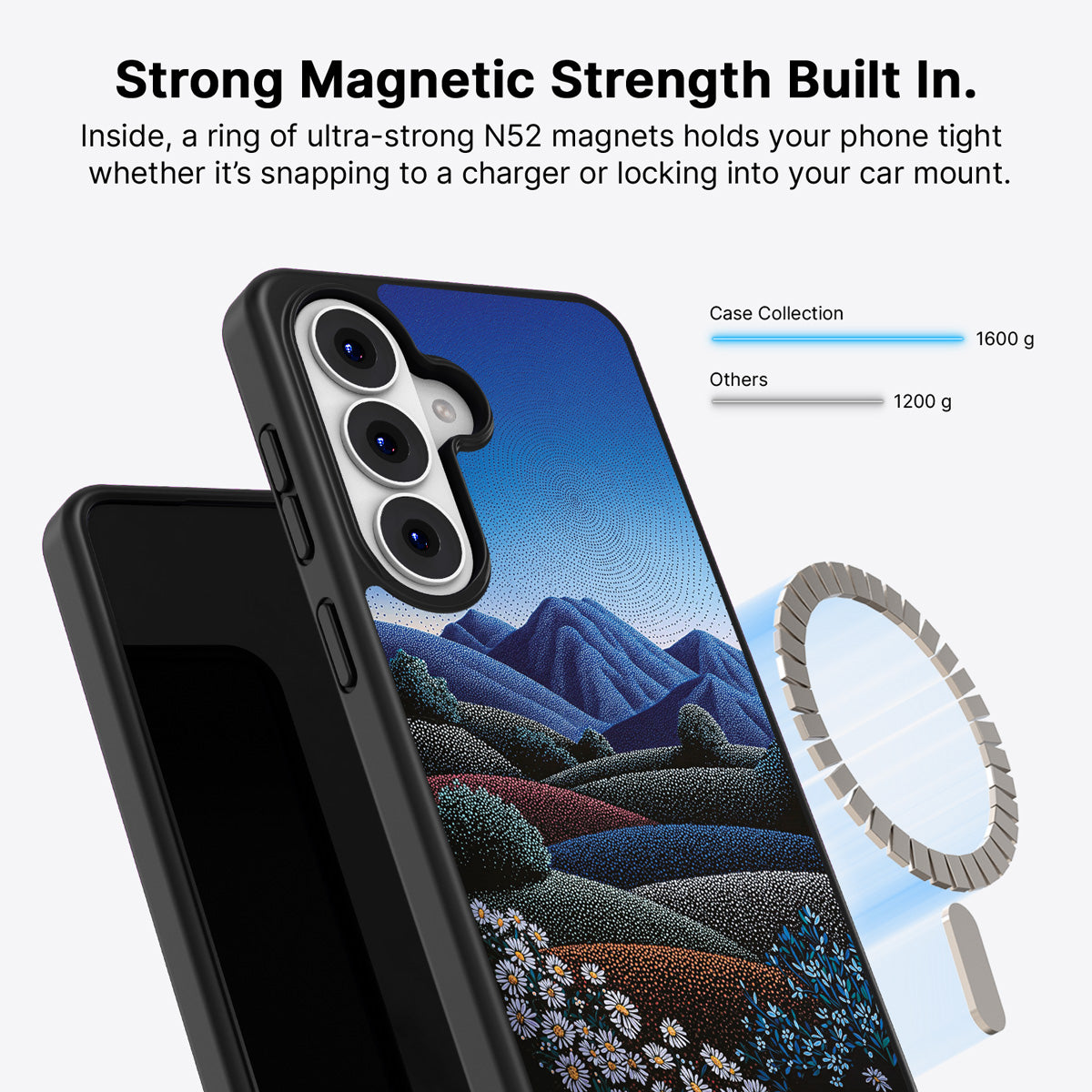 Samsung Galaxy S26 Qi2 magnetic case with N52 magnets – Indigo Hills design