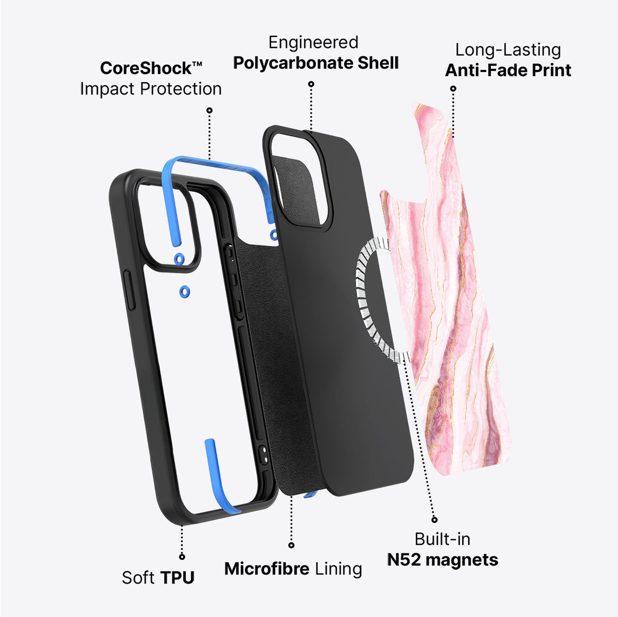 Blushed Marble - iPhone 13 Case, #case type_core (magsafe)