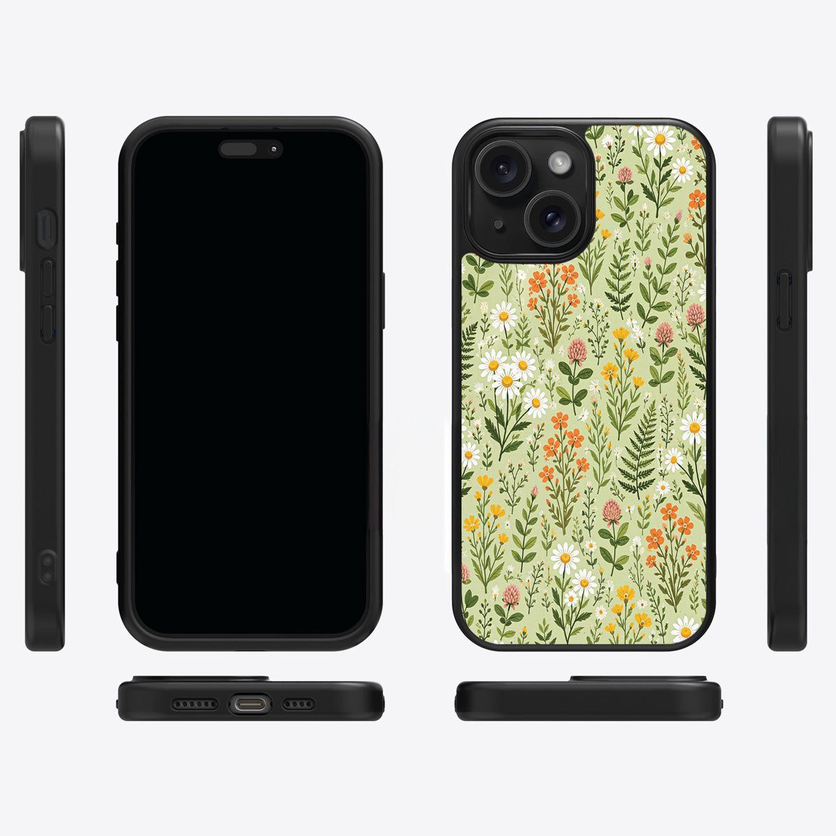 Wildflower Meadow iPhone 13 case cover – multi-angle view