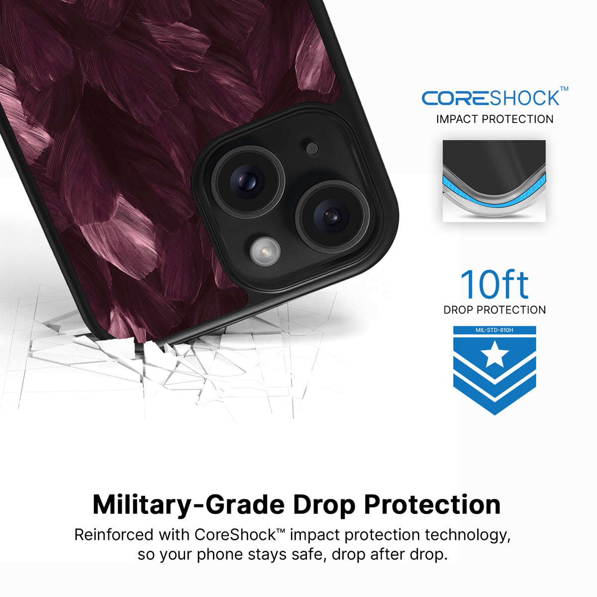 Wine Plumage iPhone 13 case with drop protection