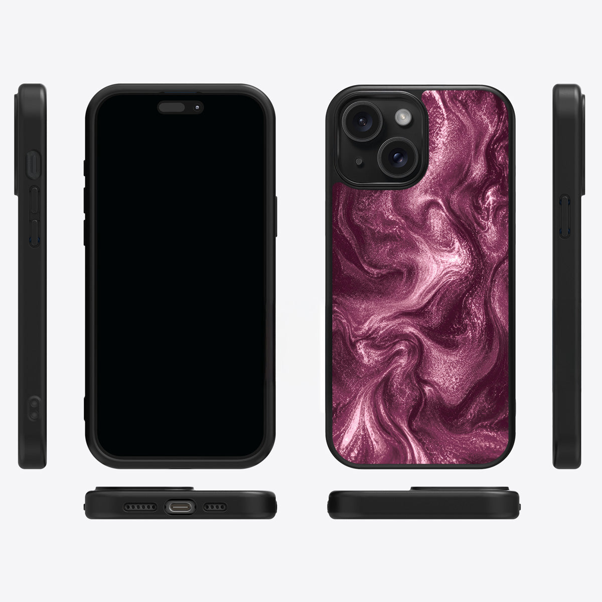 Wine Shimmer iPhone 13 case cover – multi-angle view