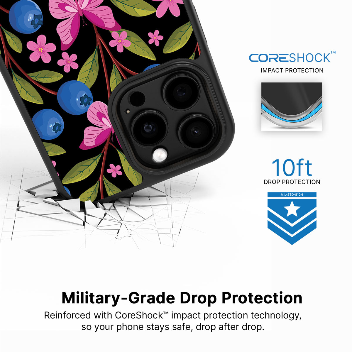 Blueberry Butterflies - iPhone 13 Pro Case #case type_core (magsafe), #case type_core (non magsafe)