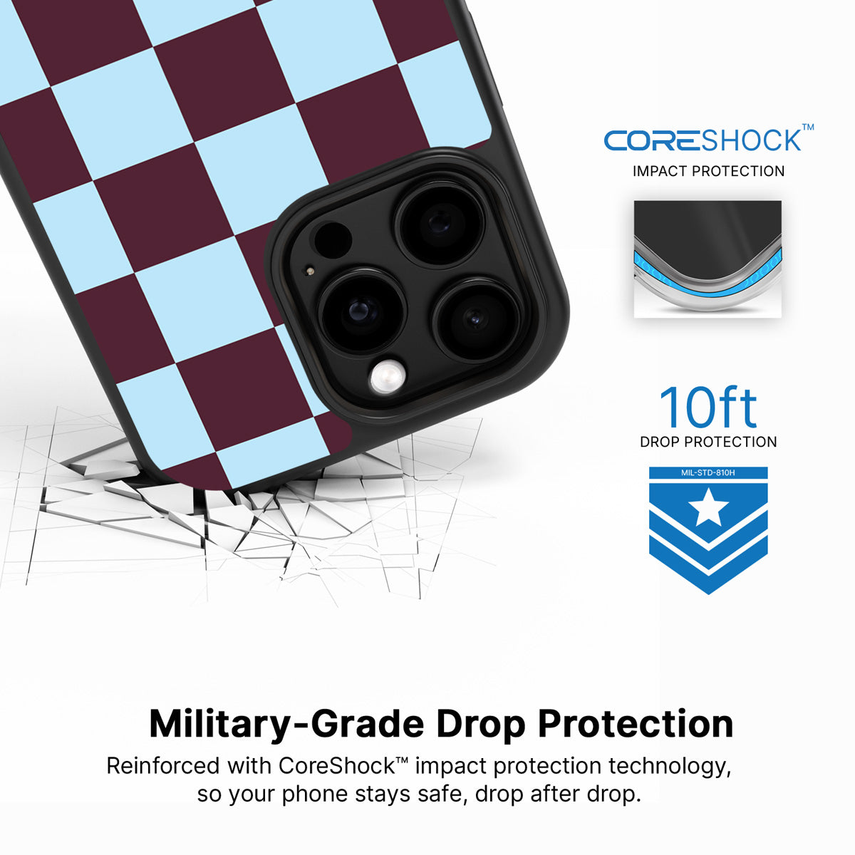 Cabernet Tile iPhone 13 Pro case with drop protection