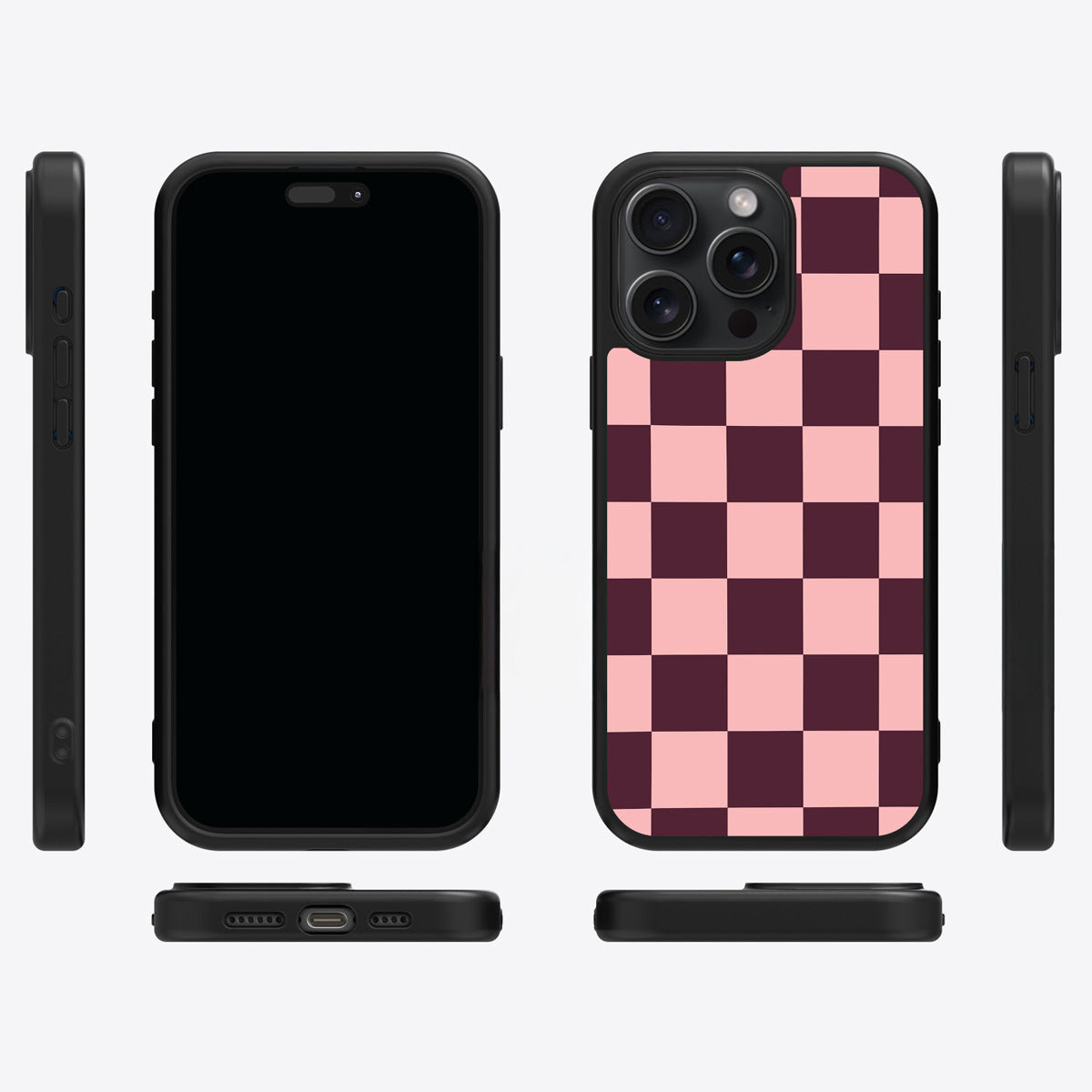 Claret Tile iPhone 13 Pro case cover – multi-angle view