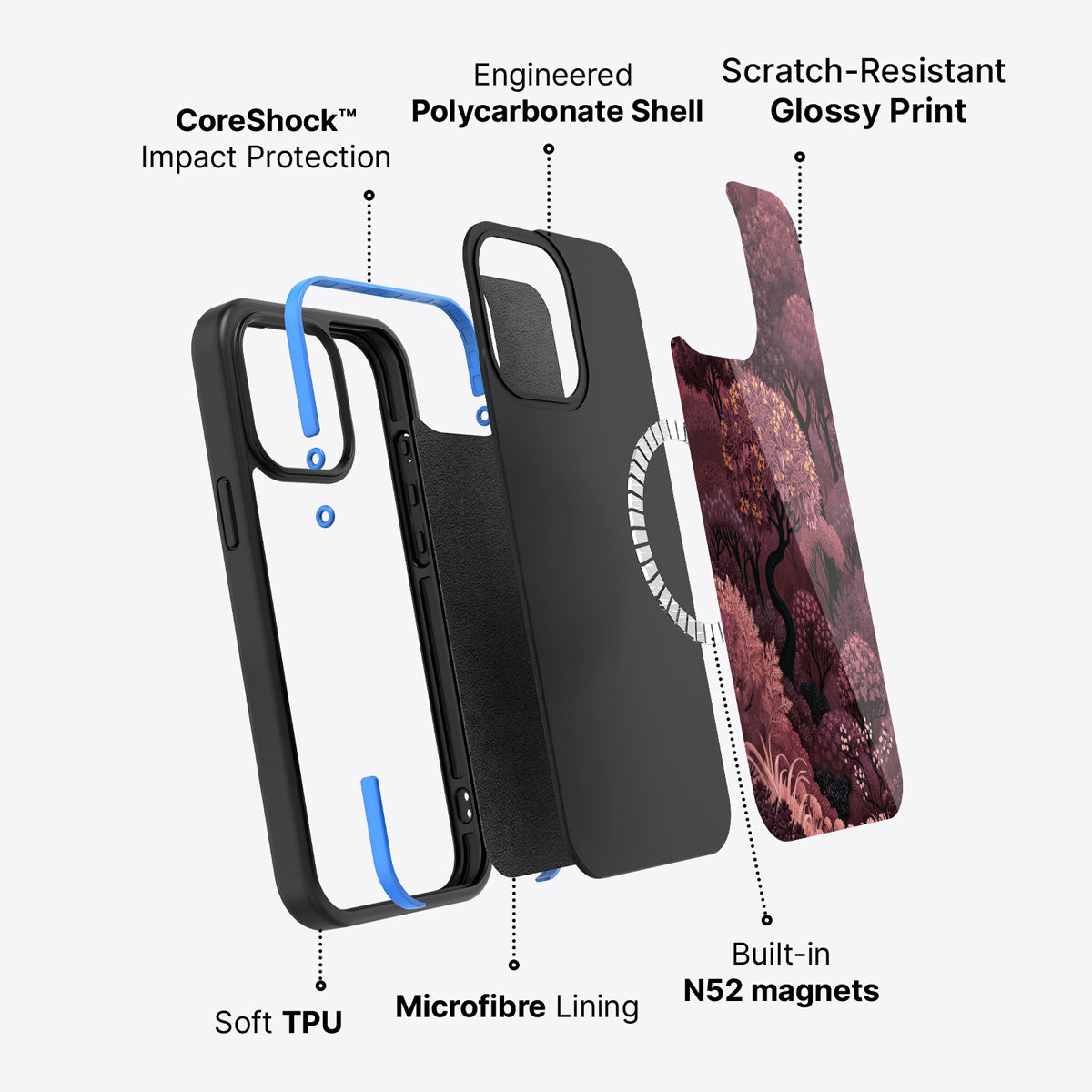 iPhone 13 Pro case construction – Velvet Reverie phone case