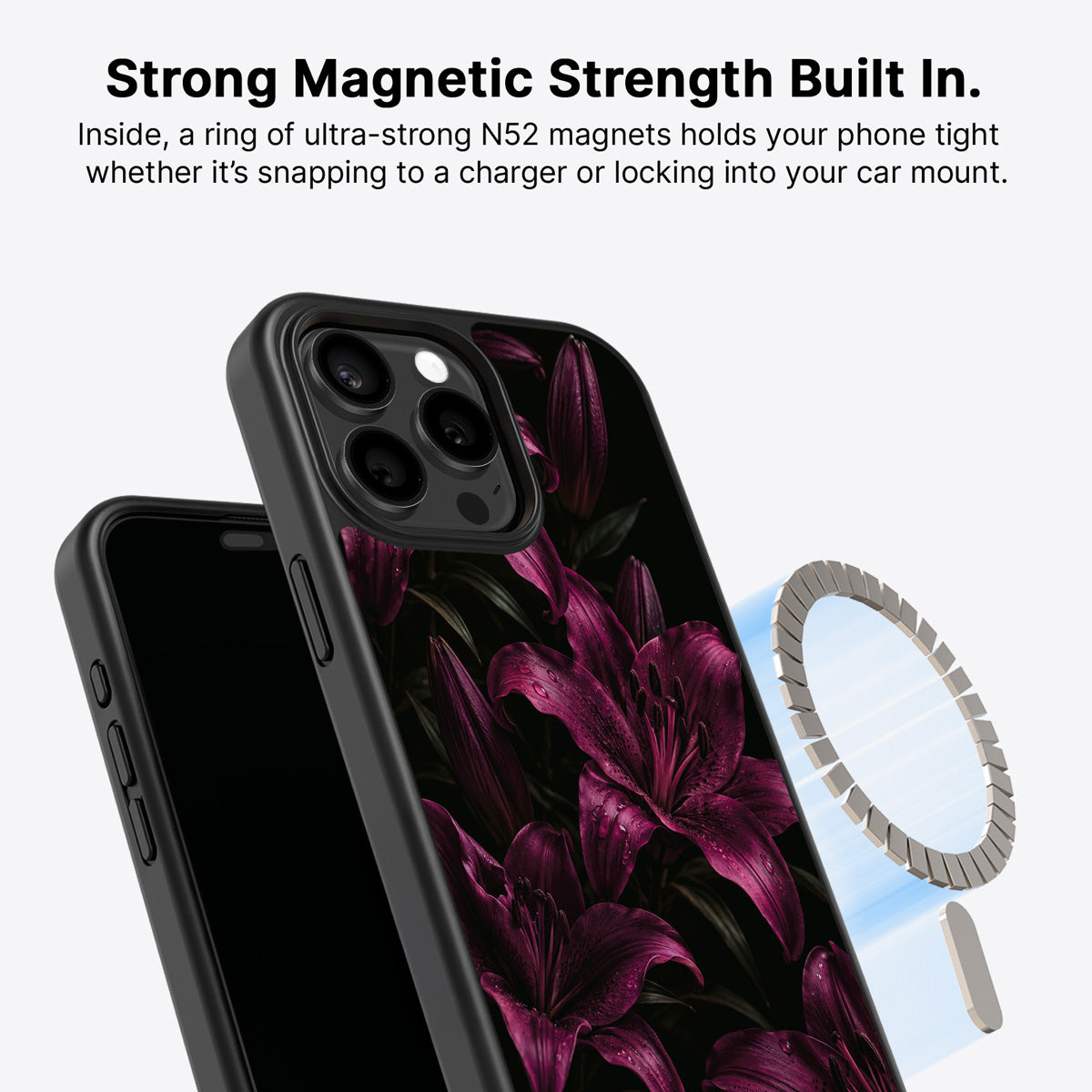 iPhone 13 Pro Max MagSafe case – Burgundy Lily design