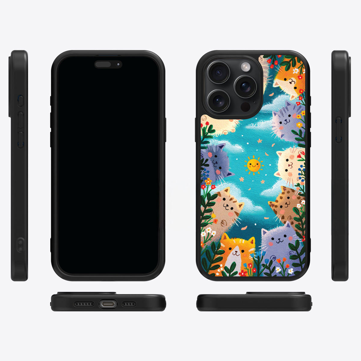 Garden Kittens iPhone 13 Pro Max case cover – multi-angle view