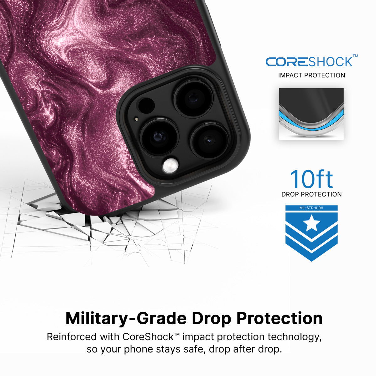 Wine Shimmer iPhone 13 Pro Max case with drop protection