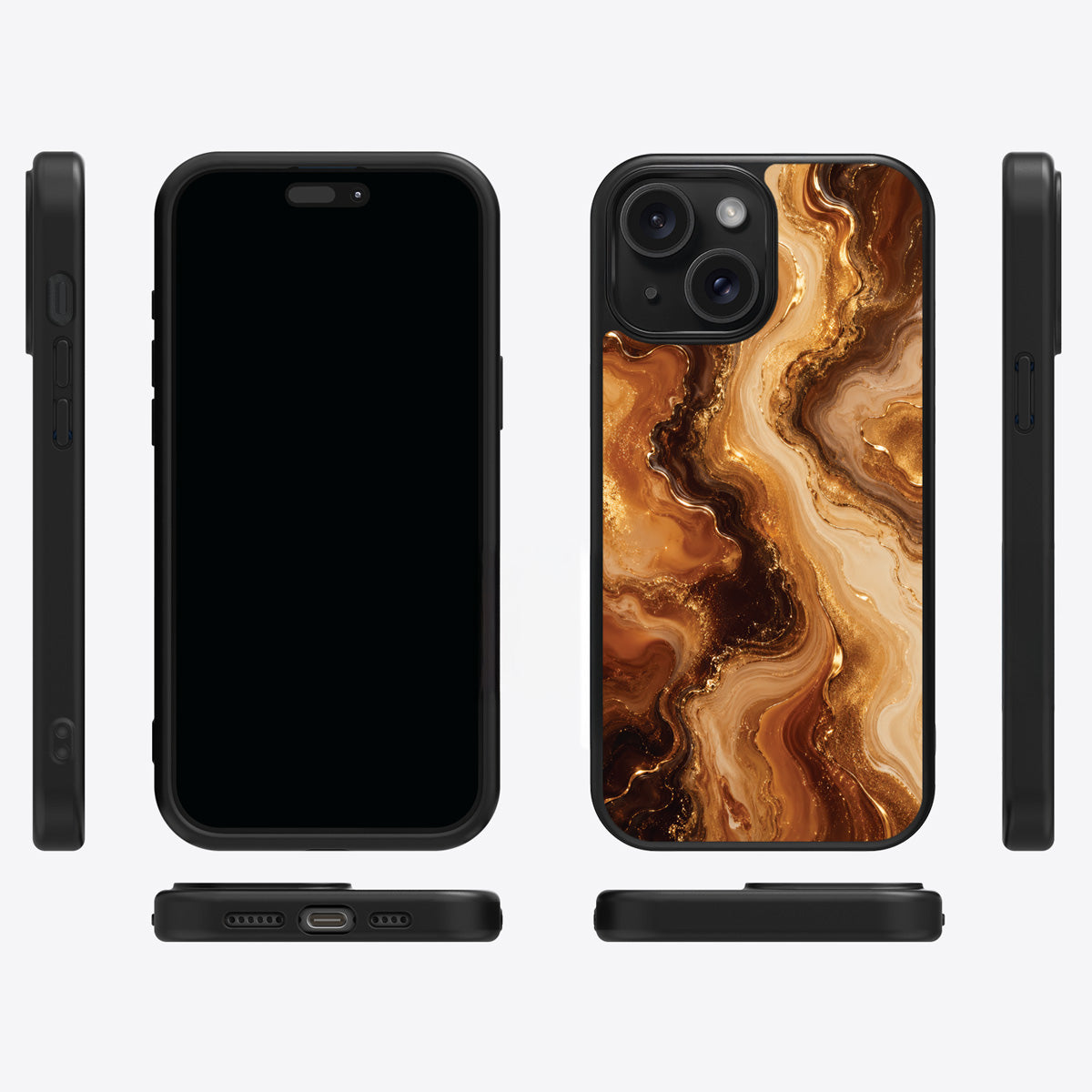 Caramel Swirl iPhone 14 case cover – multi-angle view