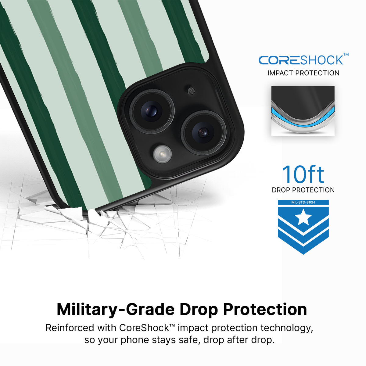 Green Watercolor Stripes - iPhone 14 Case #case type_core (magsafe), #case type_core (non magsafe)