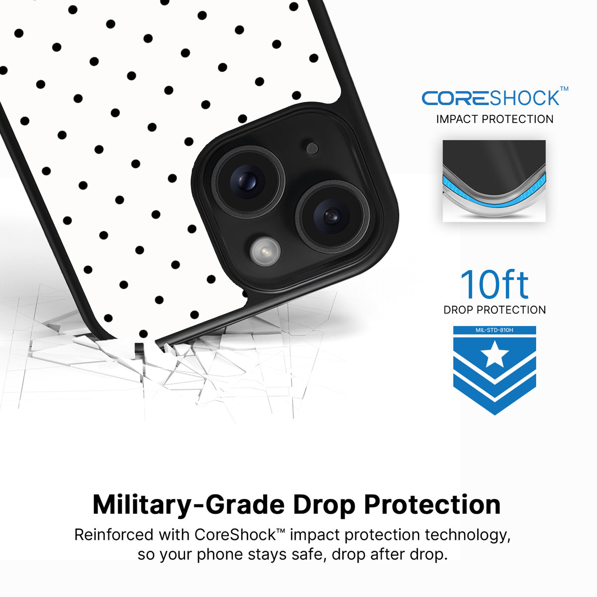 Ivory Sprinkle iPhone 14 case with drop protection