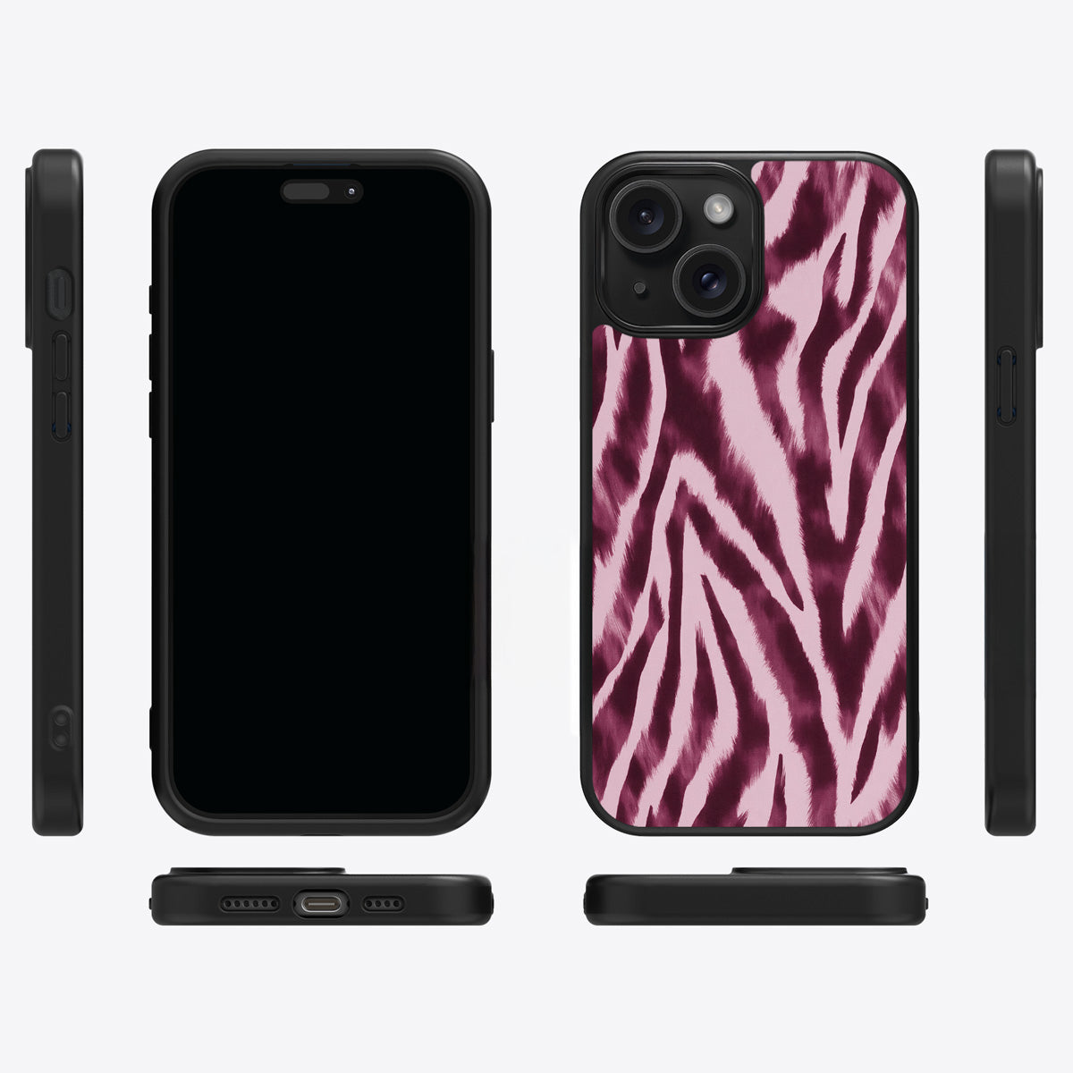 Sangria Zebra iPhone 14 case cover – multi-angle view