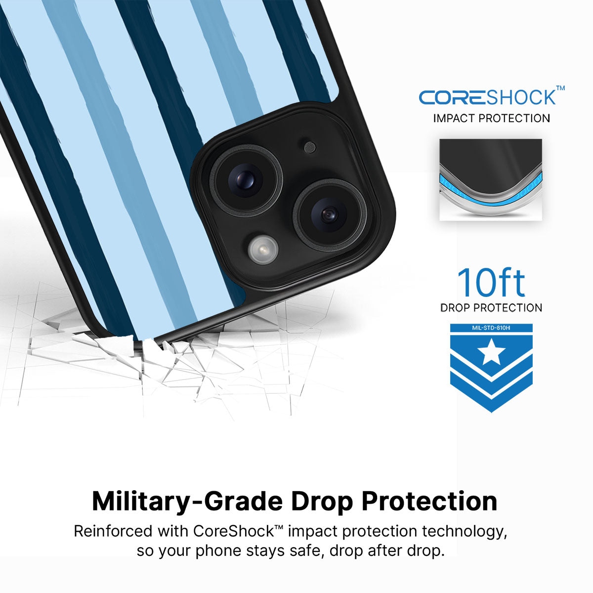 Blue Watercolor Stripes - iPhone 14 Plus Case #case type_core (magsafe), #case type_core (non magsafe)