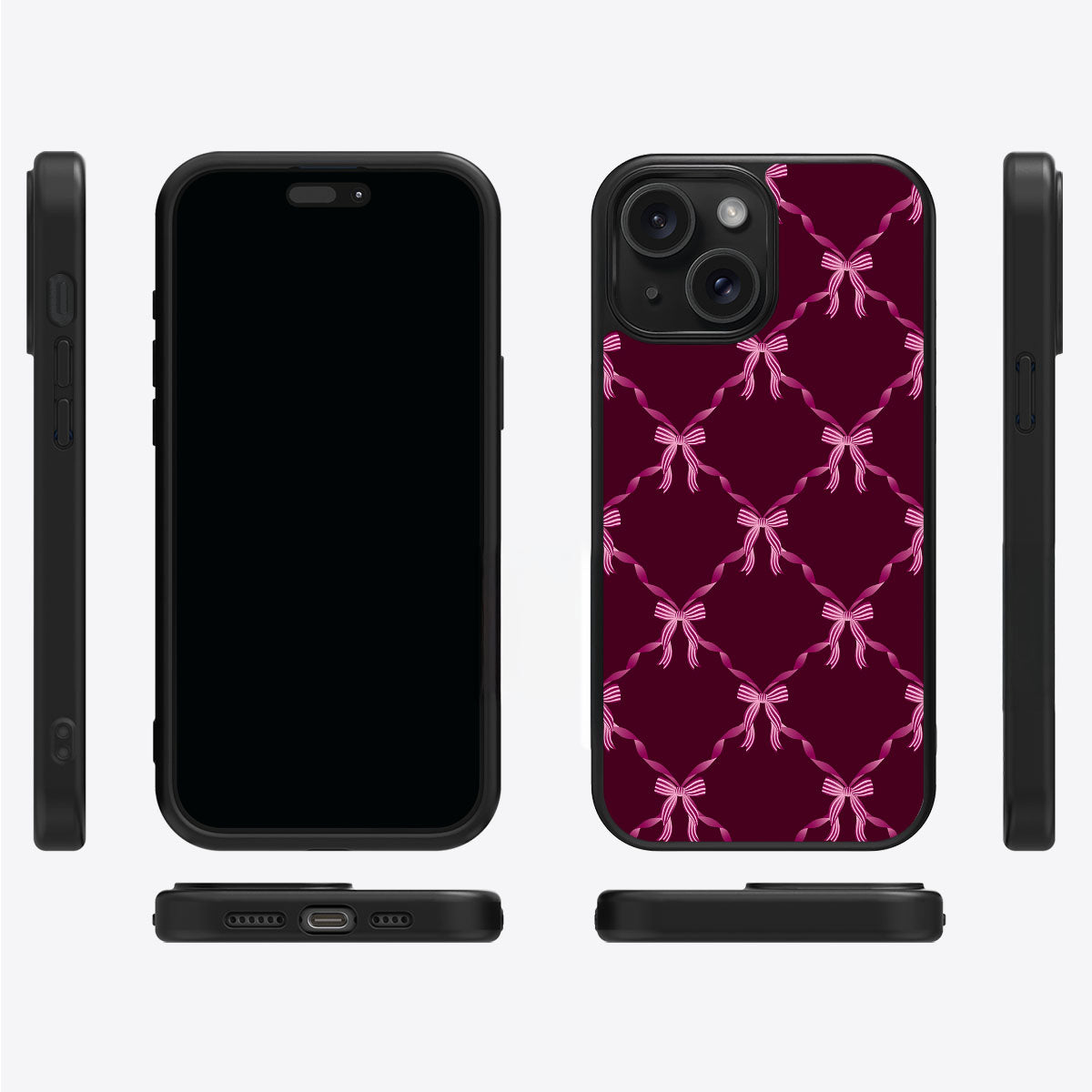 Bordeaux Bow - iPhone 14 Plus Case