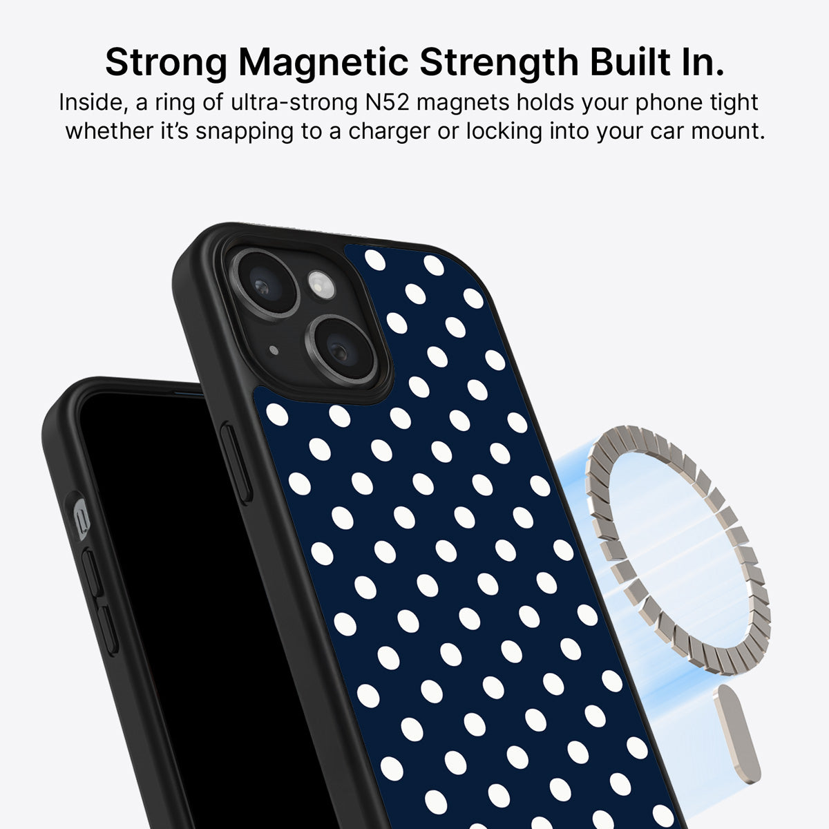 Navy Polka Dot iPhone 14 Plus Case – Deep Sea | MagSafe — view 4