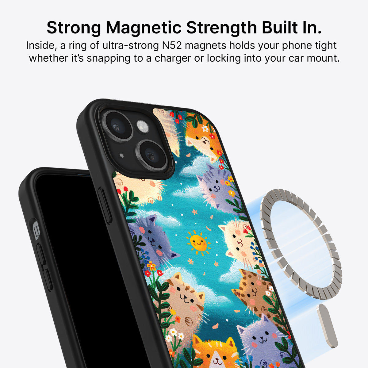 iPhone 14 Plus MagSafe case – Garden Kittens design