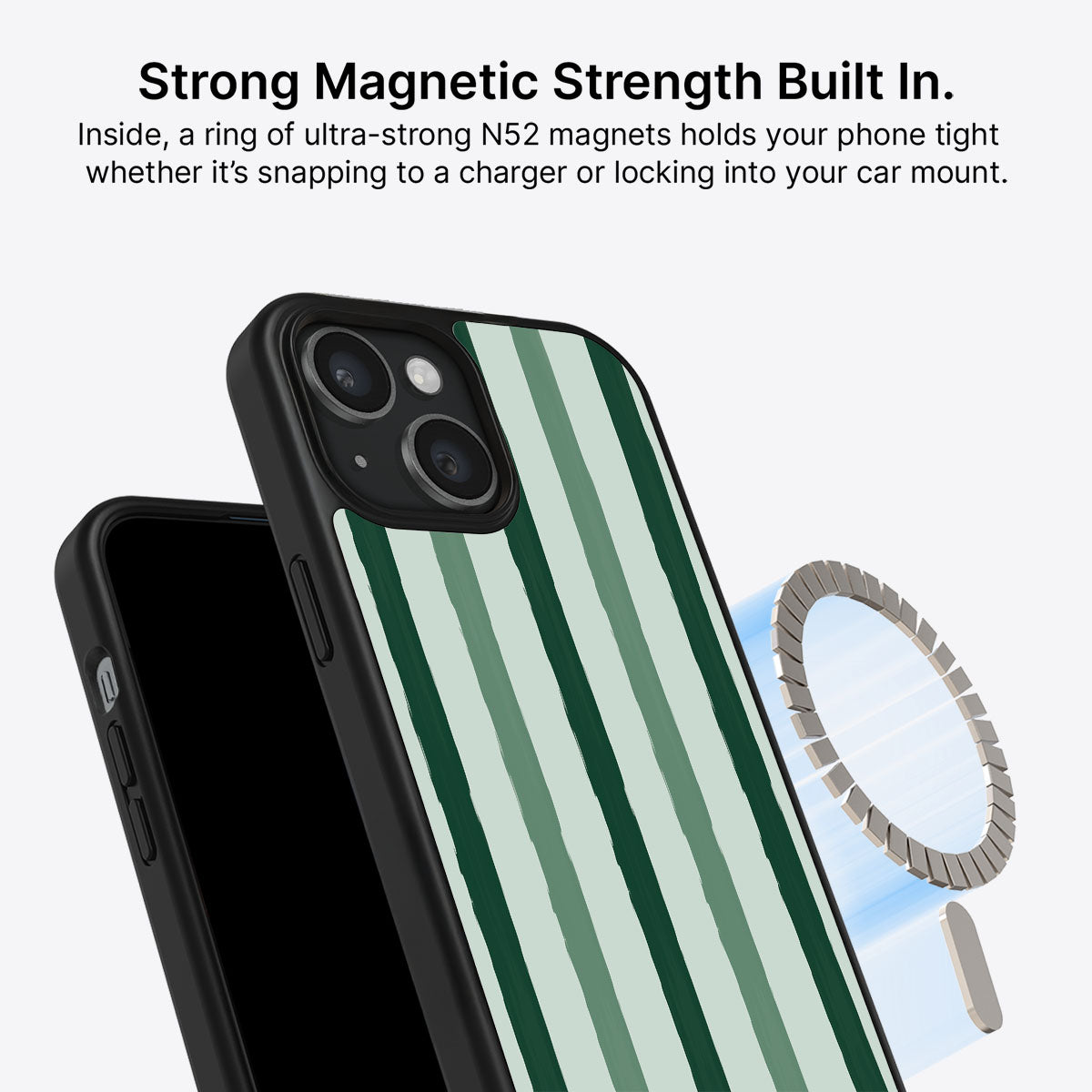 Green Watercolor Stripes - iPhone 14 Plus Case #case type_core (magsafe)