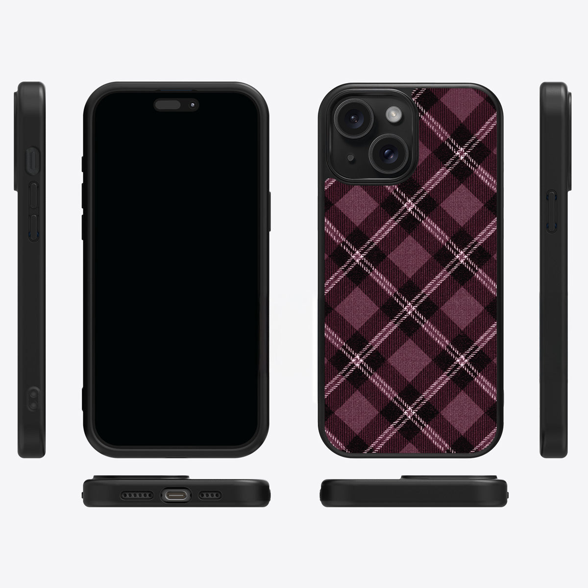 Merlot Weave iPhone 14 Plus case cover – multi-angle view