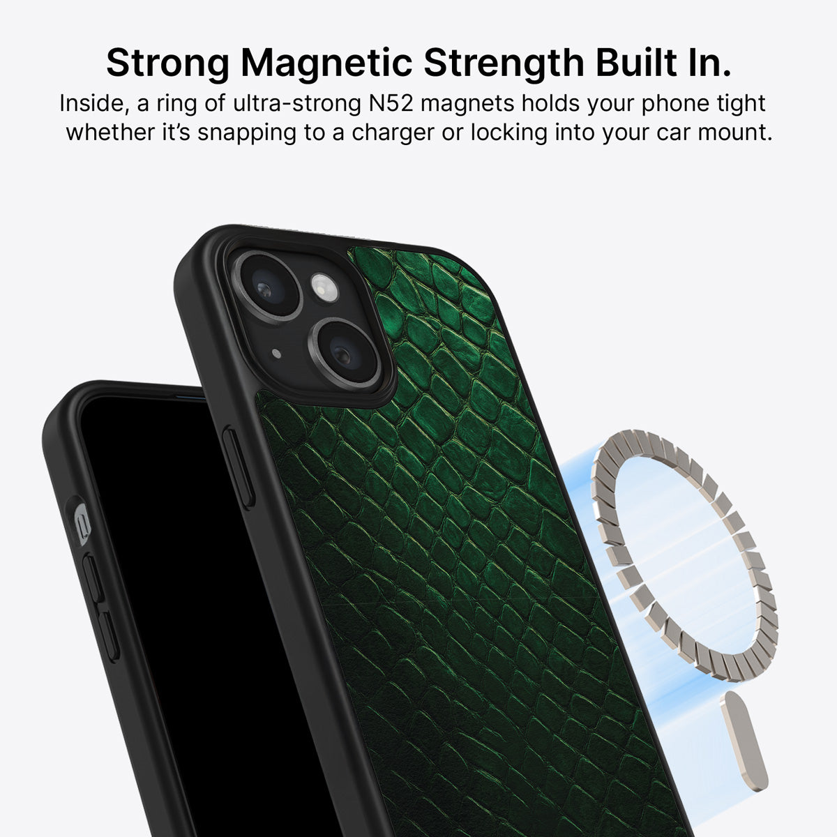 Green Designer iPhone 14 Plus Case – Slytherin Senses | MagSafe — view 4
