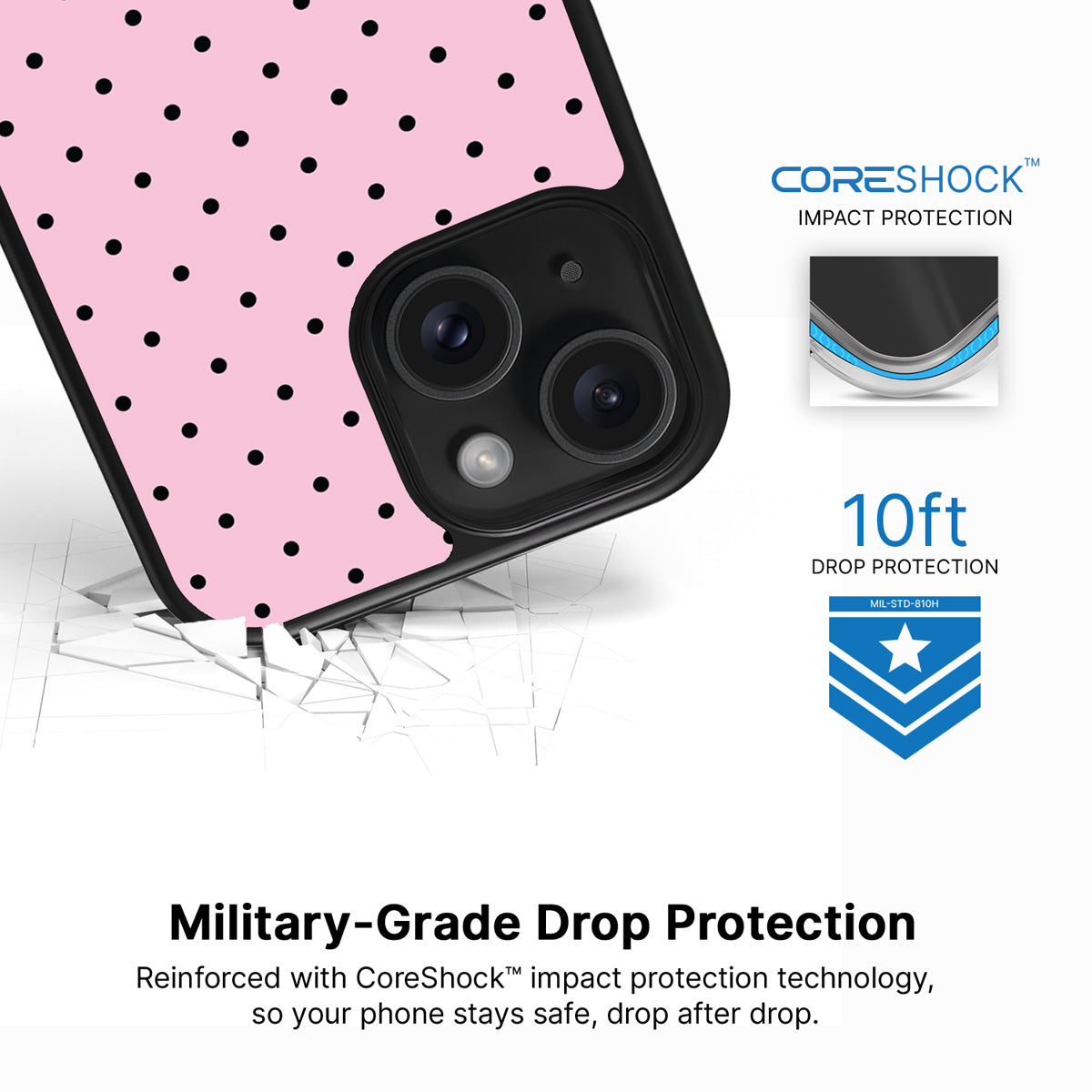 Pink Polka Dot iPhone 14 Plus Case – Veloria | MagSafe — view 5