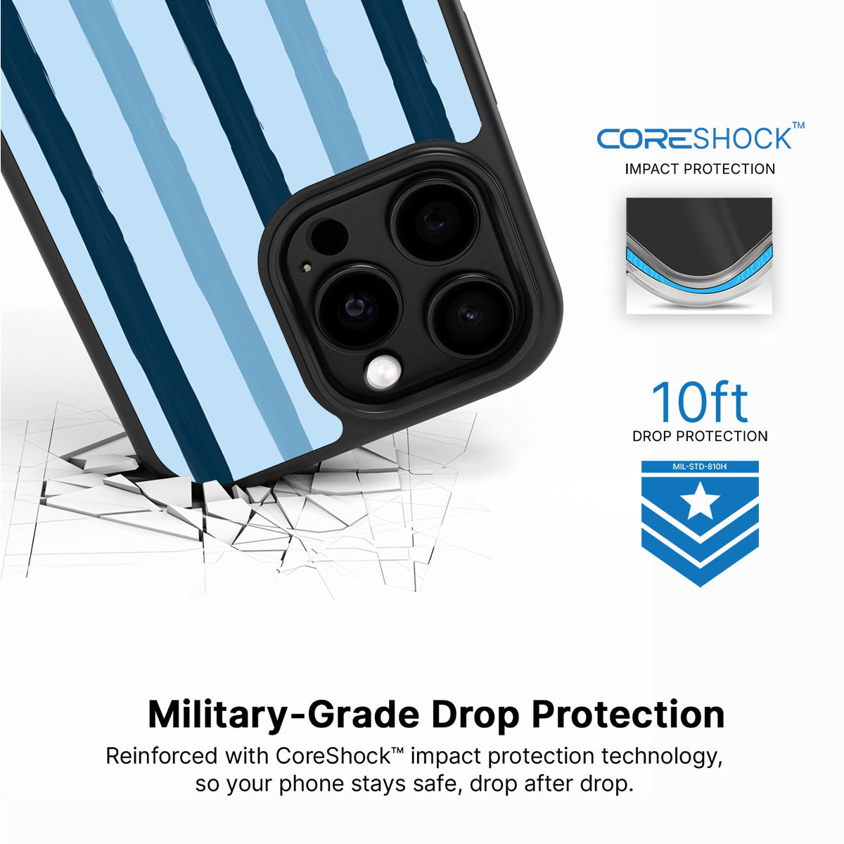 Blue Watercolor Stripes - iPhone 14 Pro Case #case type_core (magsafe), #case type_core (non magsafe)