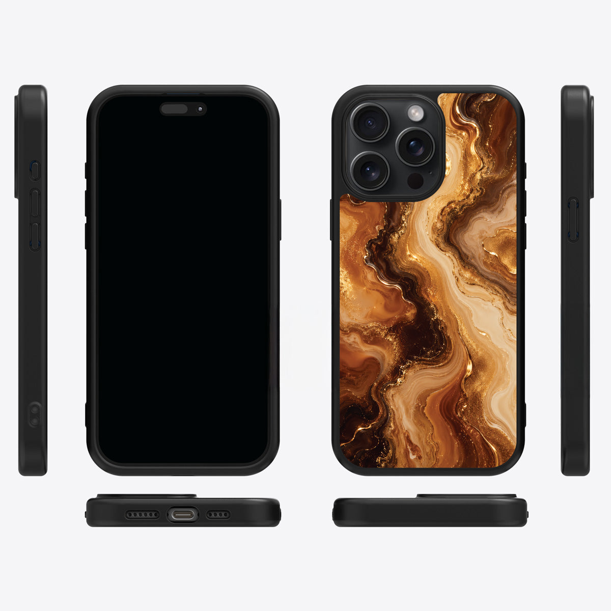 Caramel Swirl iPhone 14 Pro Max case cover – multi-angle view
