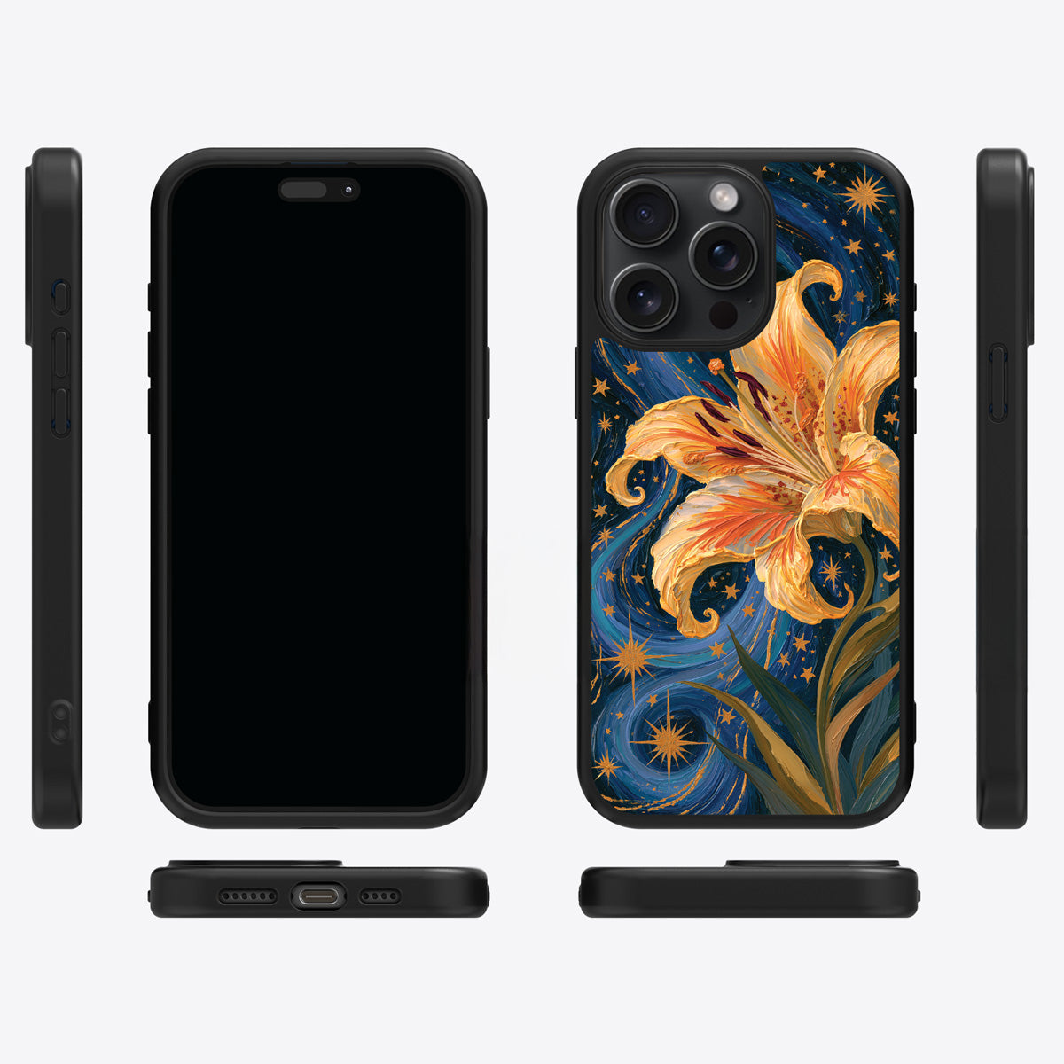 Celestial Bloom iPhone 14 Pro Max case cover – multi-angle view