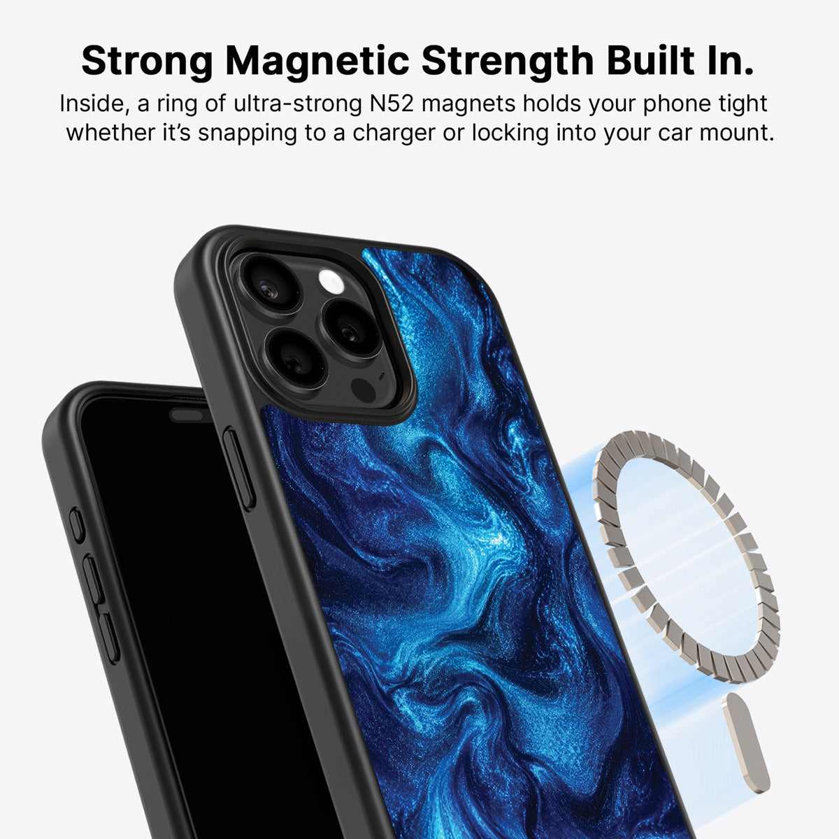 Blue Marble Designer iPhone 14 Pro Max Case – Indigo Impasto | MagSafe