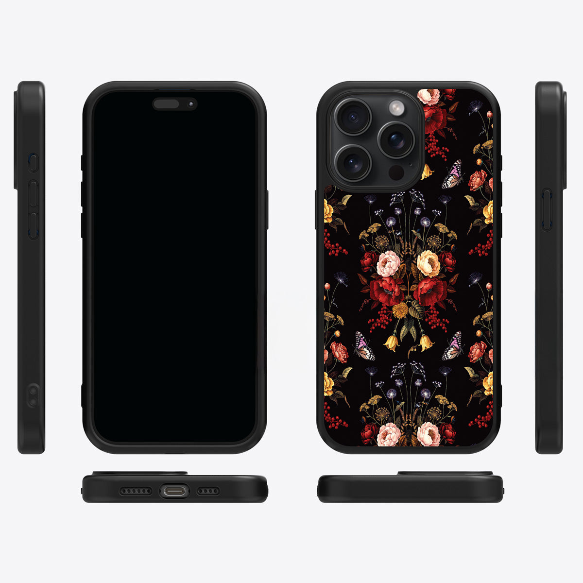Kelmscott Bloom iPhone 14 Pro Max case cover – multi-angle view