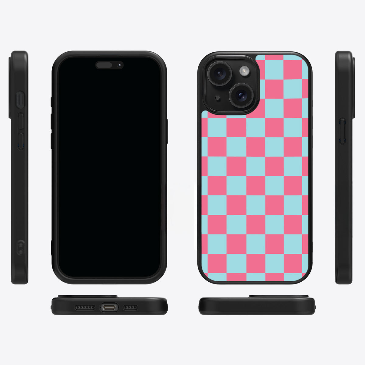 Blue Checkered Designer iPhone 15 Case – Candy Floss | MagSafe — view 7
