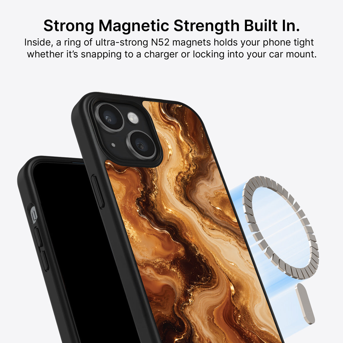 iPhone 15 MagSafe case – Caramel Swirl design