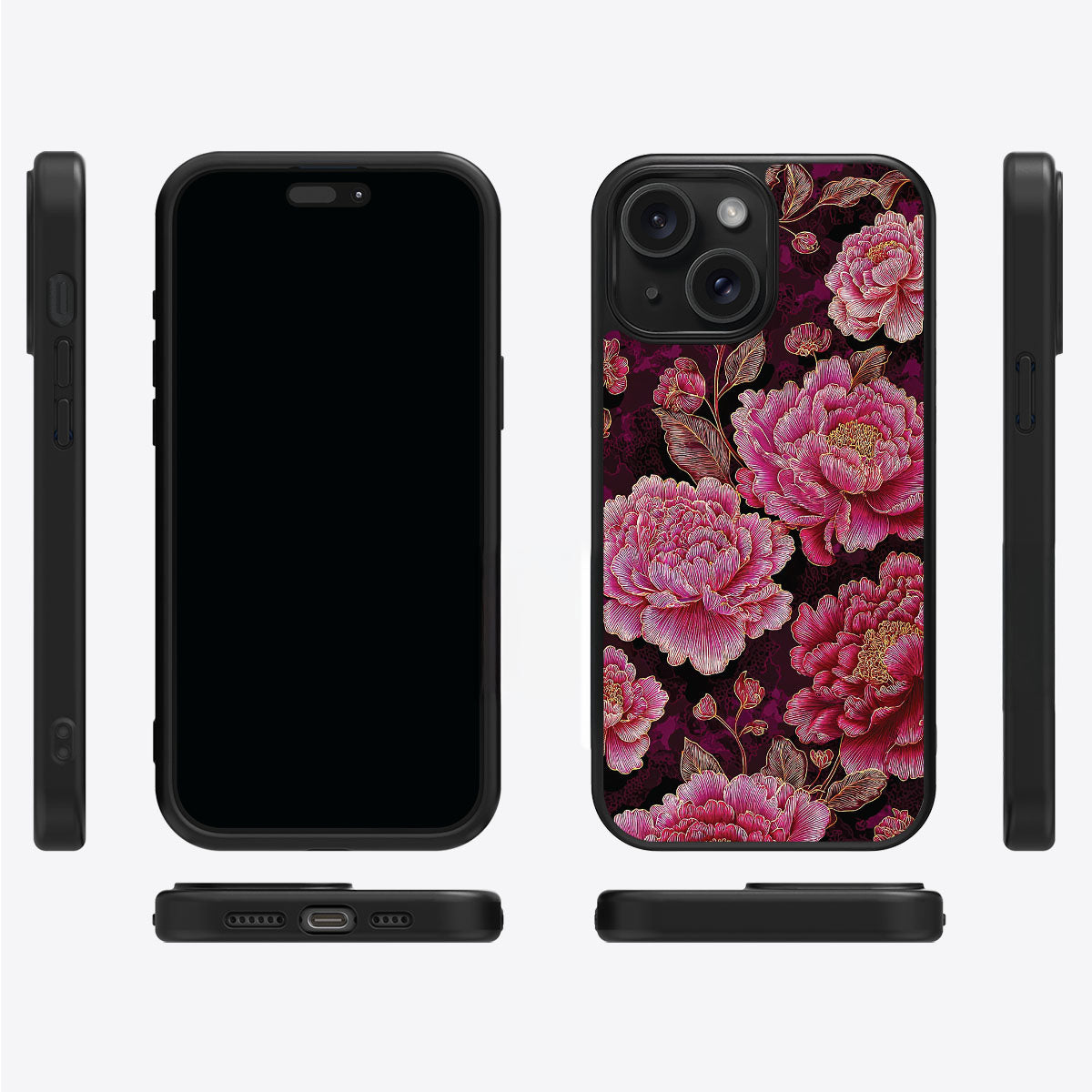 Floral Opulence iPhone 15 case cover – multi-angle view