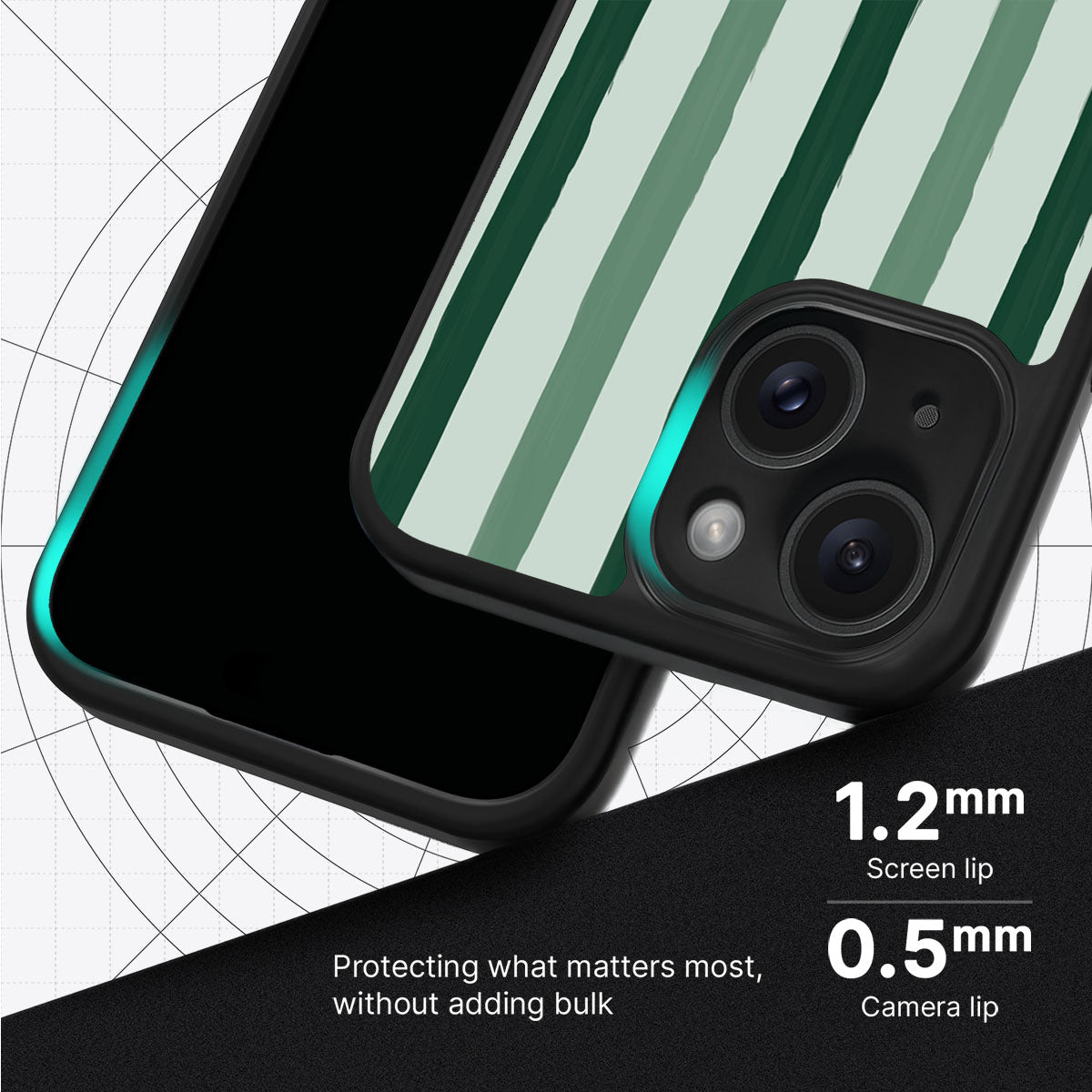 Green Watercolor Stripes - iPhone 15 Case #case type_core (magsafe), #case type_core (non magsafe)