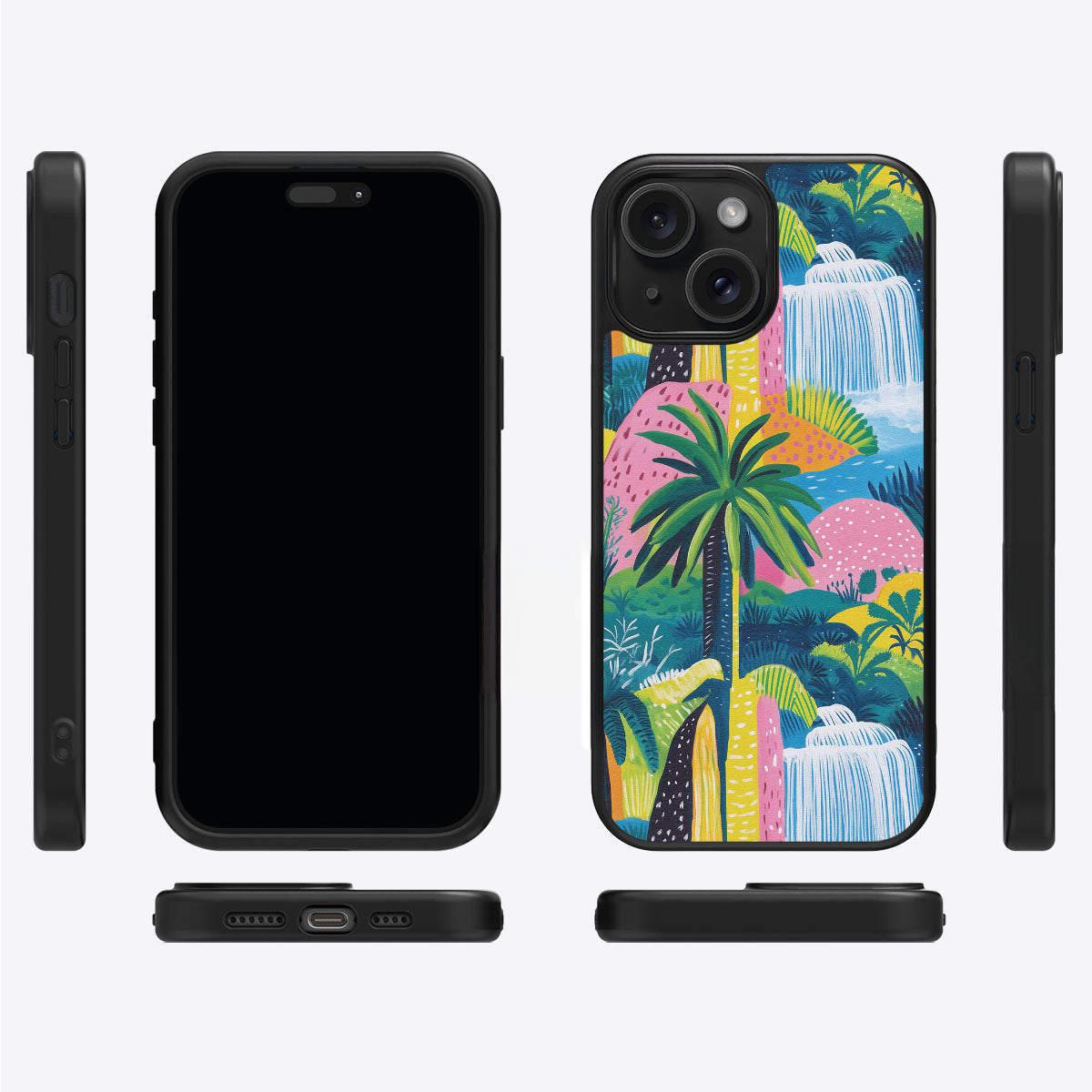Lively Amazon iPhone 15 case cover – multi-angle view