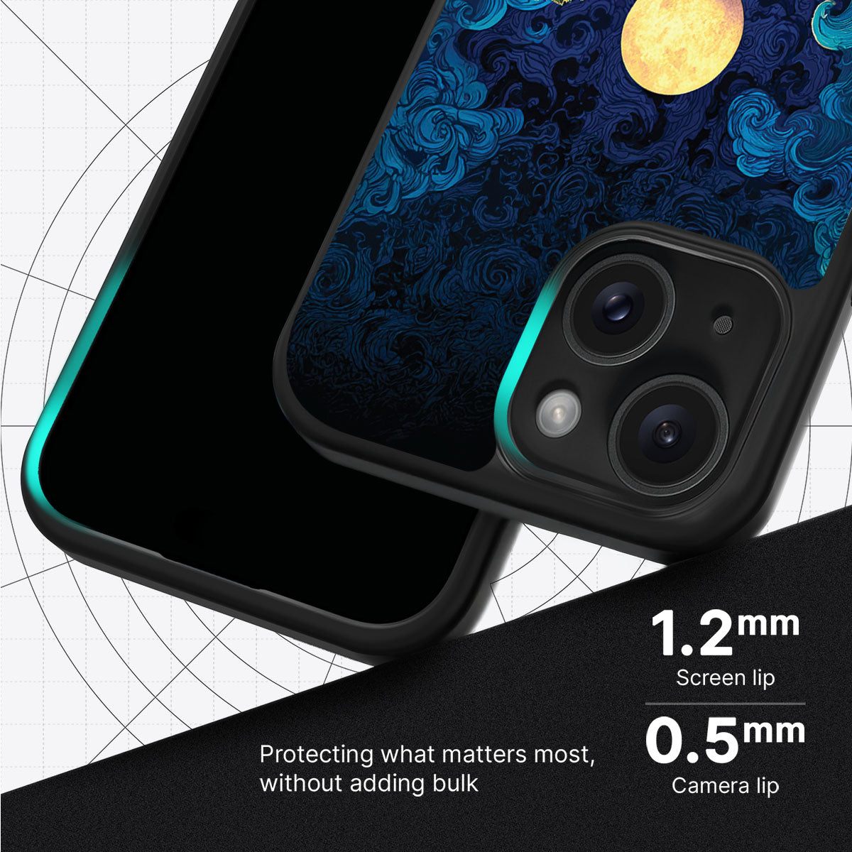 Moonlit Tide slim iPhone 15 phone case