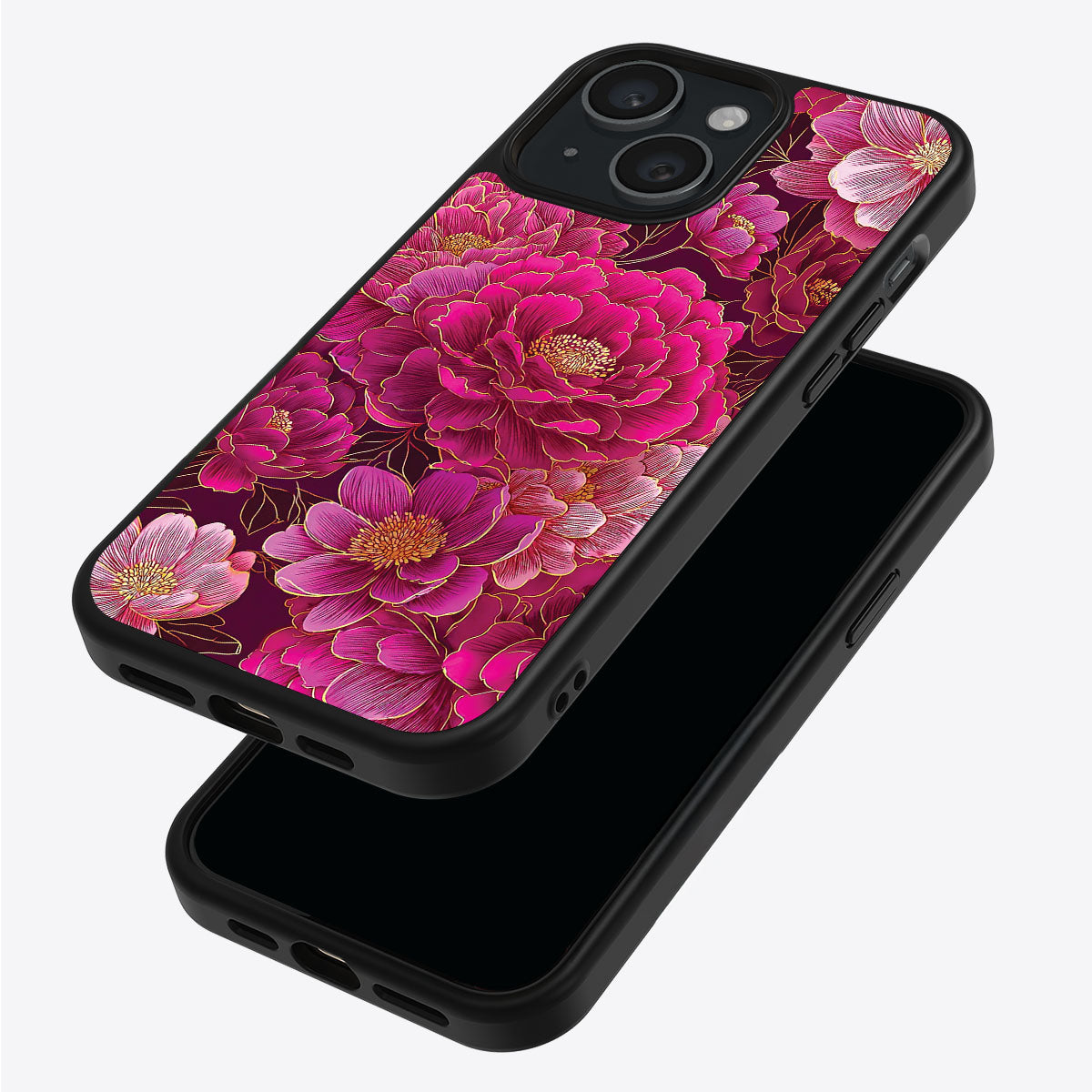 Pink Reverie iPhone 15 case – back and side view