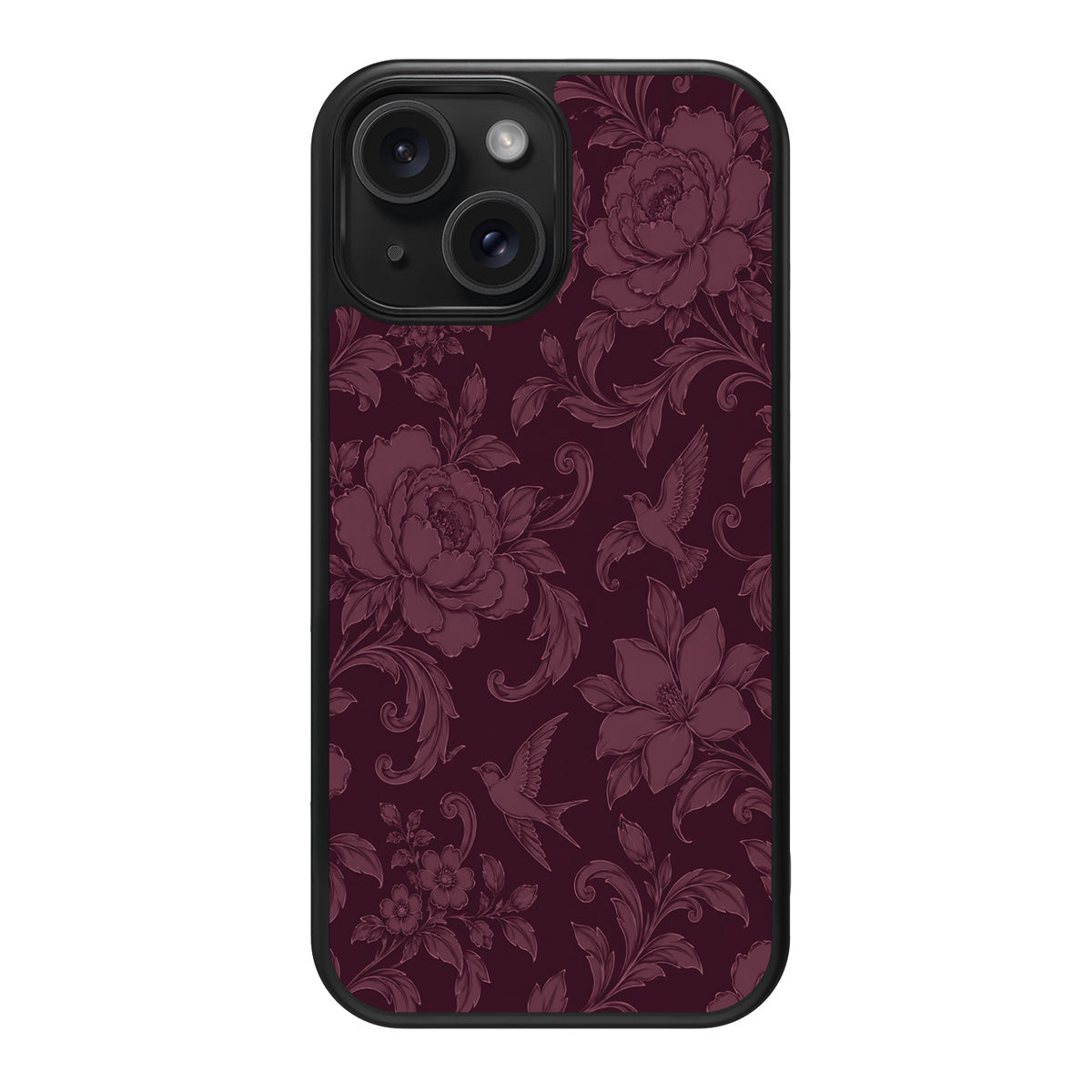 Swallow Damask design back view – iPhone 15 case