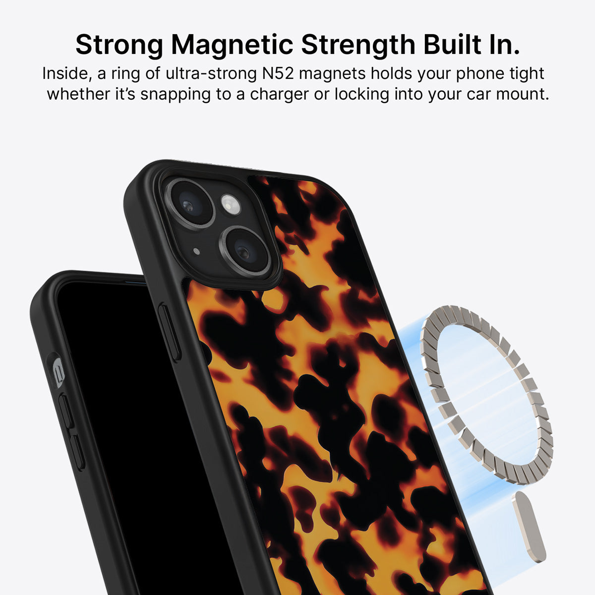 Animal Print Designer iPhone 15 Case – Tortoise Shell | MagSafe