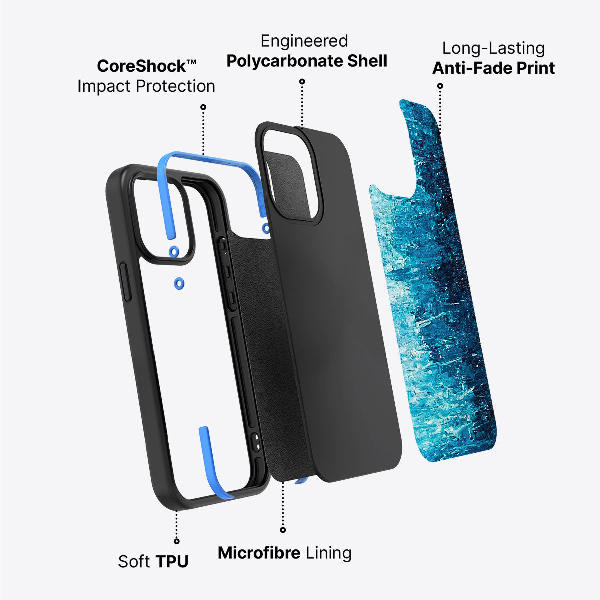 Indigo Impasto - iPhone 15 Plus Case #case type_core (non magsafe)