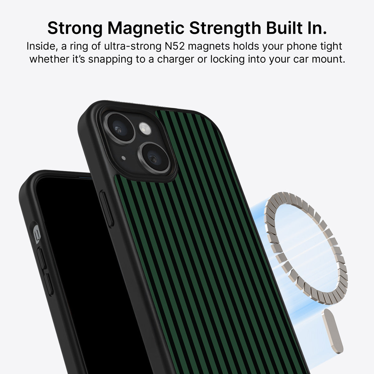 Green Stripe iPhone 15 Plus Case – Jungle Rule | MagSafe