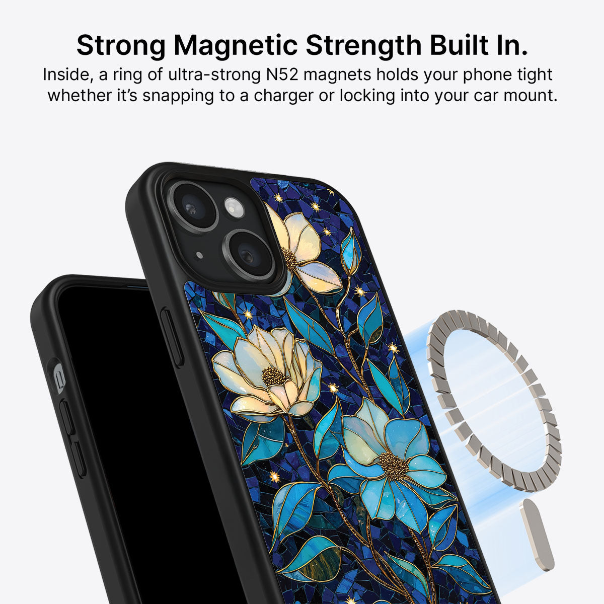 iPhone 15 Plus Case with MagSafe – Midnight Magnolia