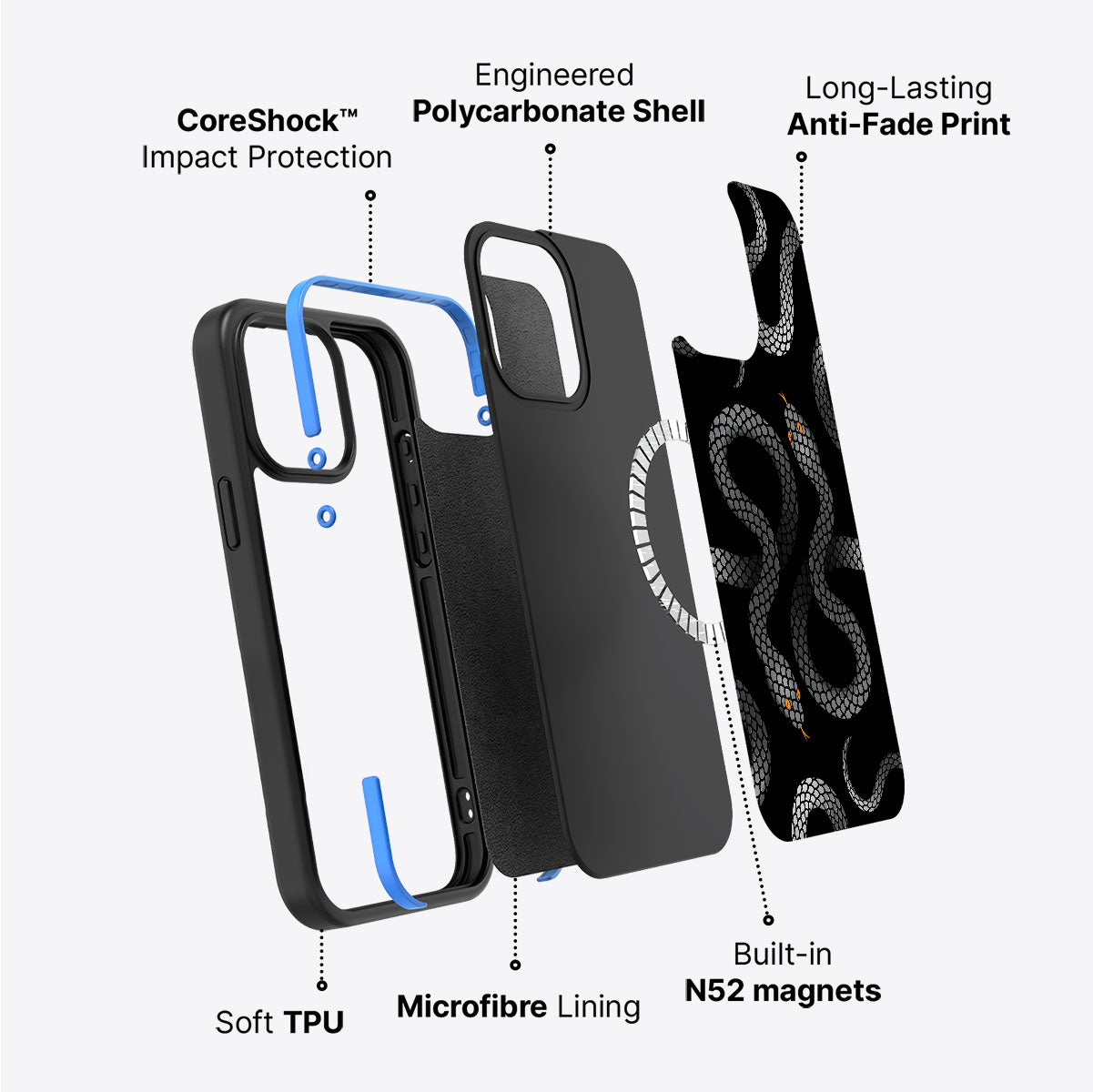 Noir Serpent - iPhone 15 Plus Case #case type_core (magsafe)