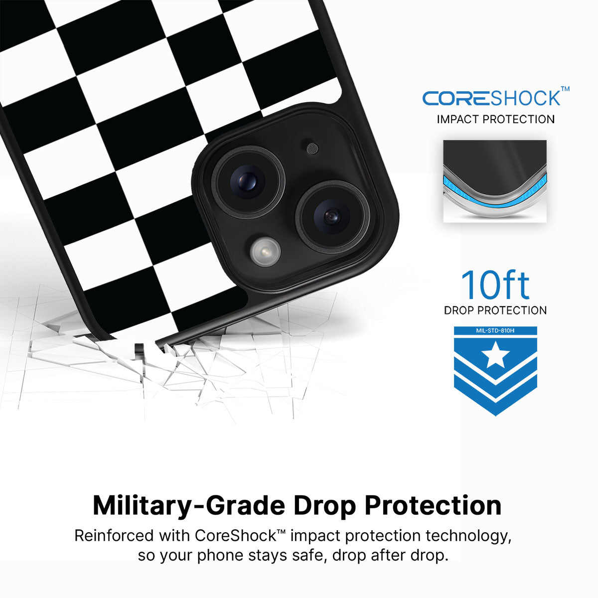 Skewed Checks - iPhone 15 Plus Case  #case type_core (magsafe), #case type_core (non magsafe)