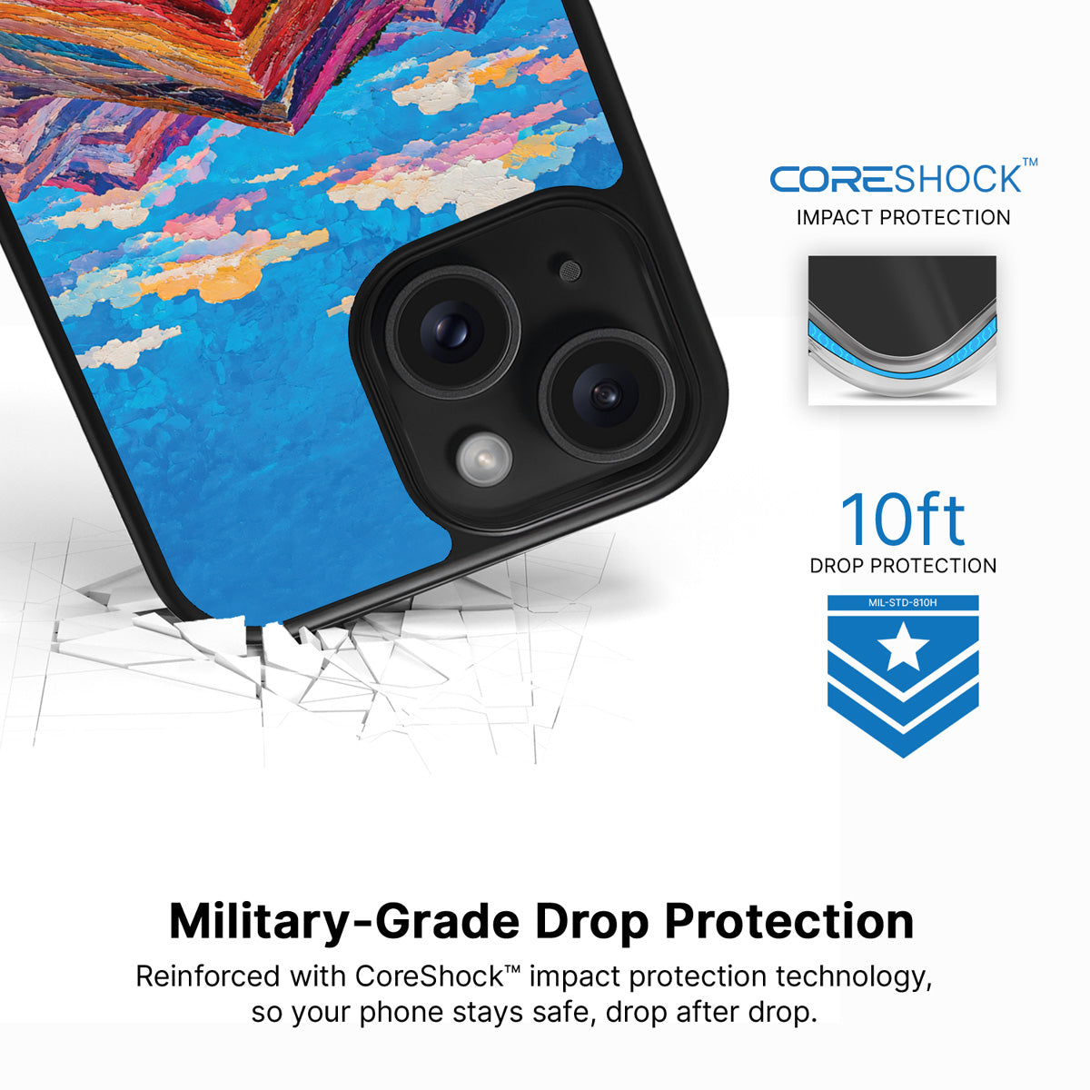 Spectrum Ridge iPhone 15 Plus case with drop protection